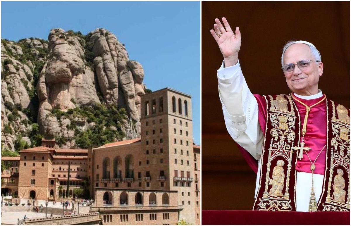 Muntatge del papa Lleó XIV i el monestir de Montserrat
