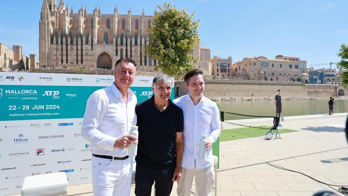 Edwin Weindorfer, Toni Nadal y Henry Murray en la presentación del Mallorca Championships de tenis