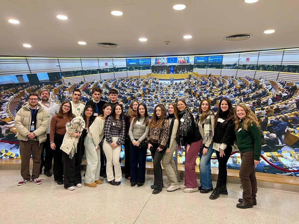 El alumnado, en una sesión del Parlamento Europeo.