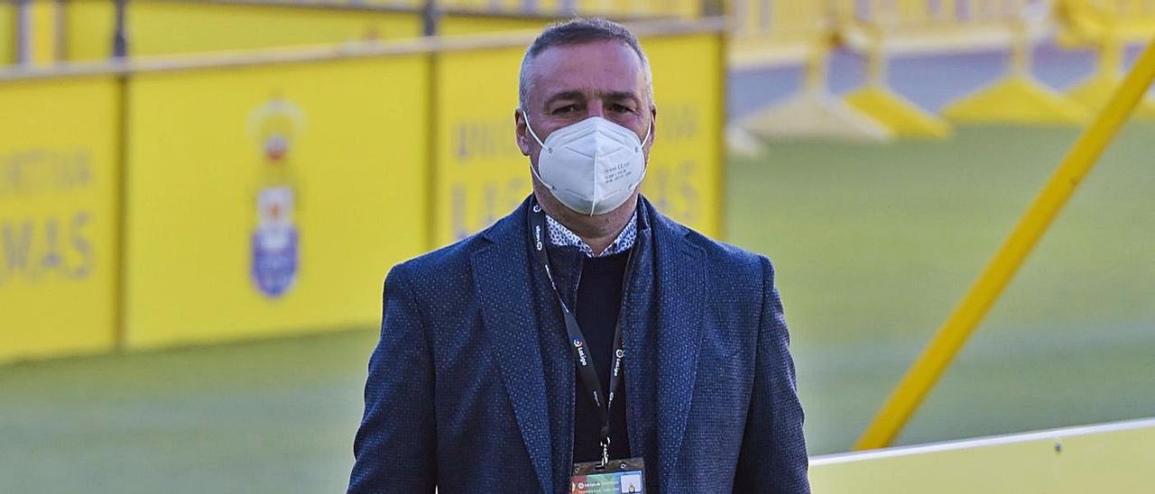 El presidente Miguel Ángel Ramírez, antes de la disputa del partido ante el Mallorca en el Gran Canaria.