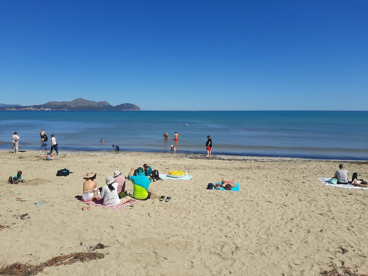 FOTOS | Mallorca se adelanta al verano: Son Bauló, en Can Picafort, se llena de bañistas