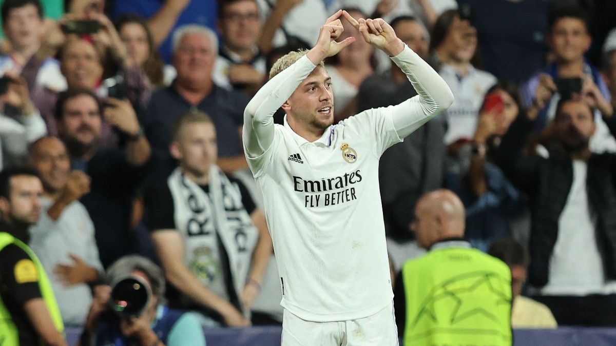 Valverde, celebrando un gol