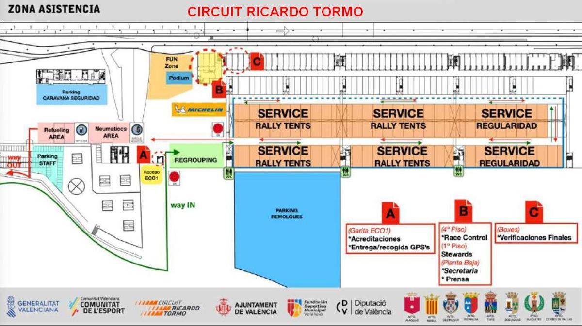 Planode ubicaciones en el  Circuit Ricardo Tormo.