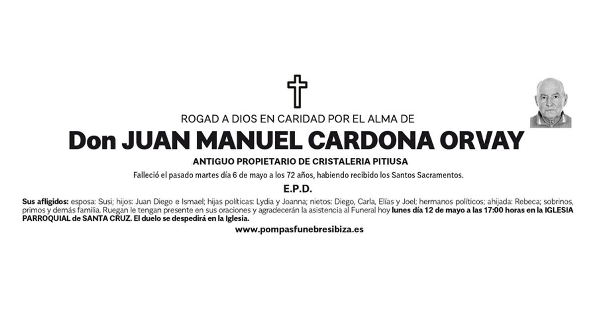 Esquela Juan Manuel Cardona Orvay