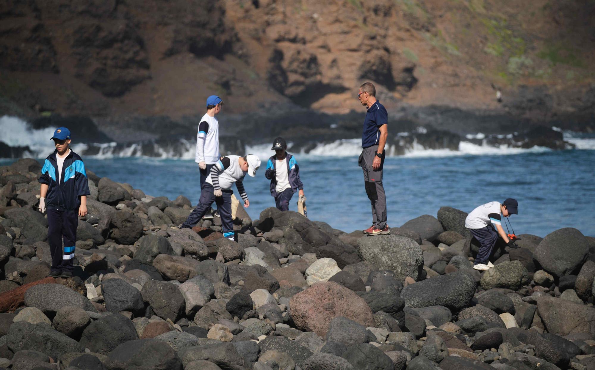 Limpieza de la playa Los Troches, en Punta del Hidalgo