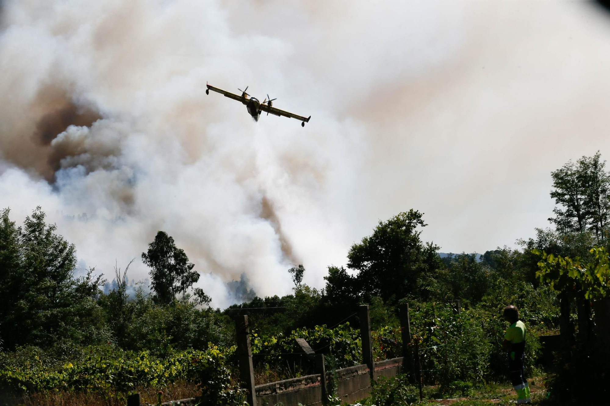 Un incendio avanza en la parroquia de Pesqueiras, en Salvaterra