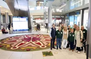 Las alfombras del Corpus de Ponteareas exhiben su lustre en el centro comercial de Vialia