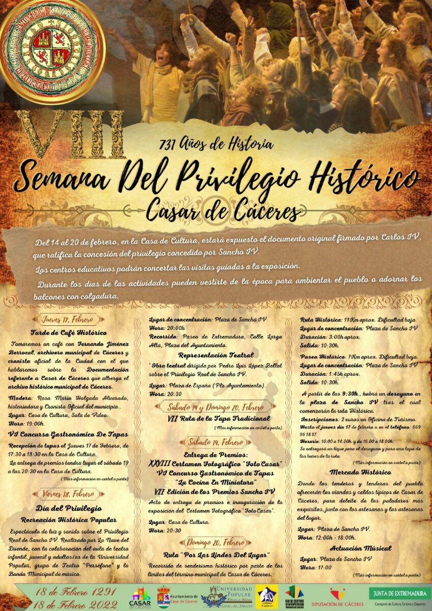 Cartel del programa del Privilegio de Sancho IV en Casar de Cáceres.