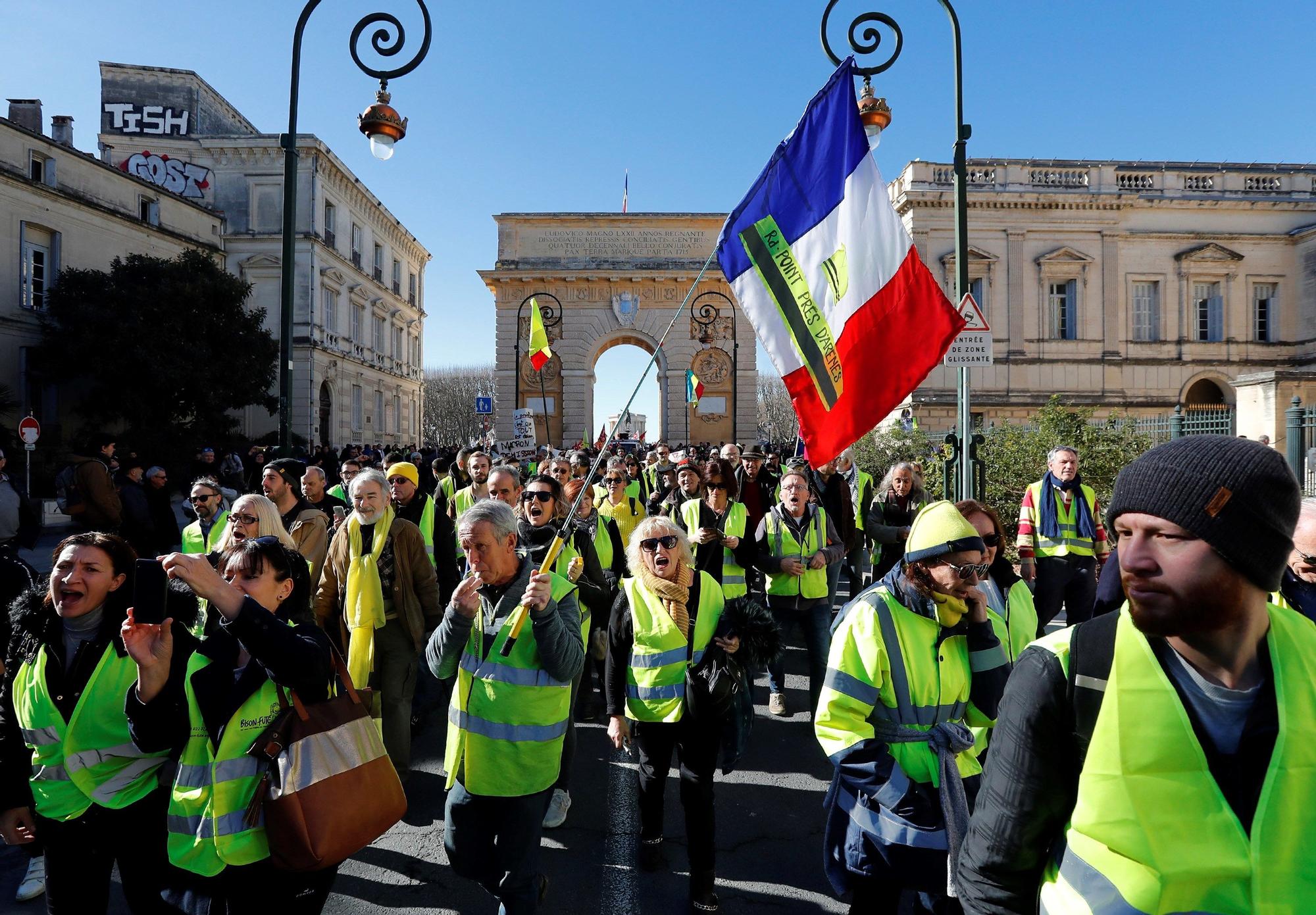 Manifestación de los chalecos amarillos en Montpellier en 2019.