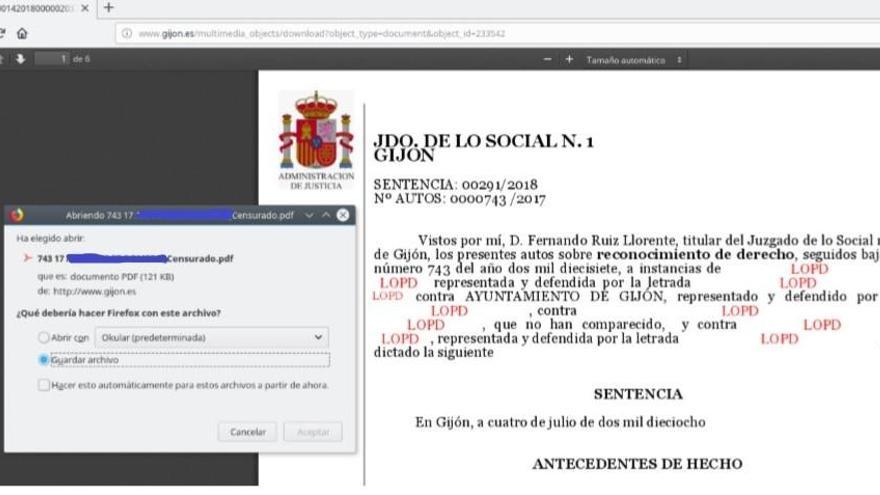 Denuncian al Ayuntamiento por publicar en la web sentencias con nombres de particulares
