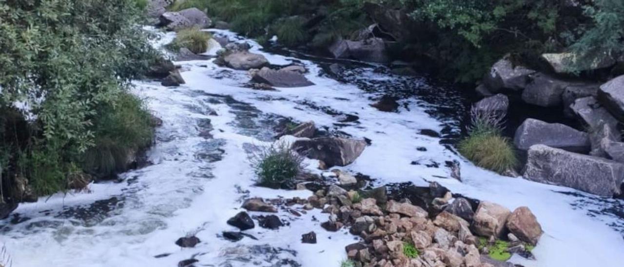 Vertido en el río Deza en Saidres. |