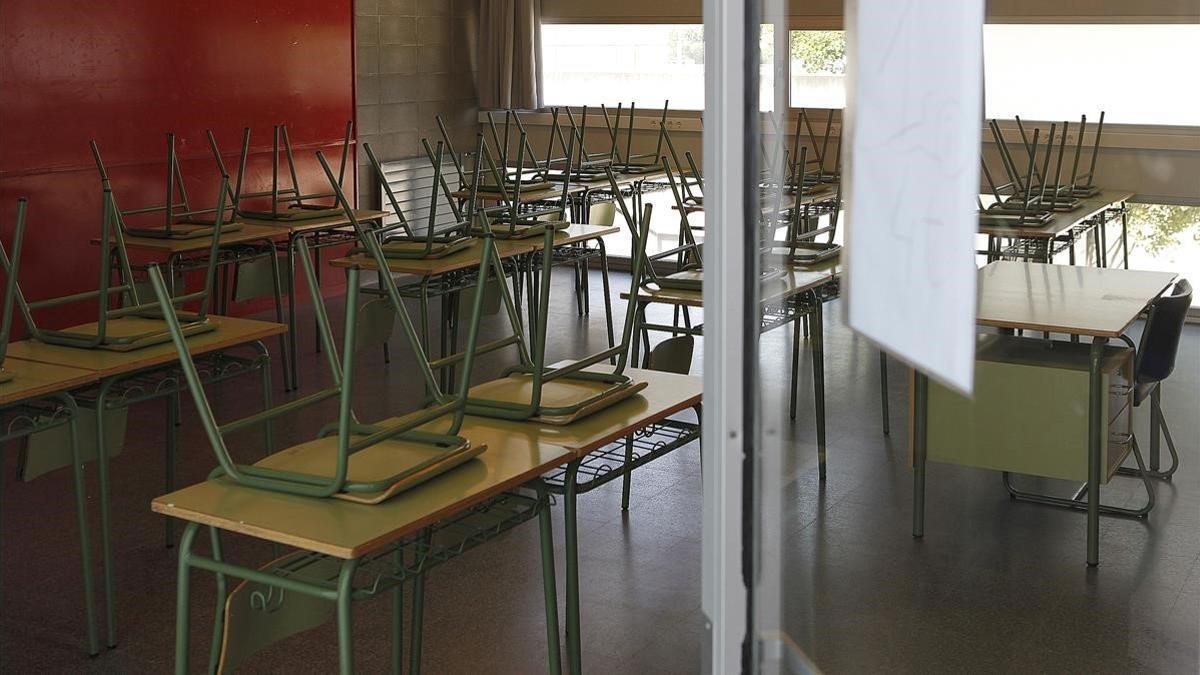 Un aula vacía del instituto Vil.la Romana de La Garriga.