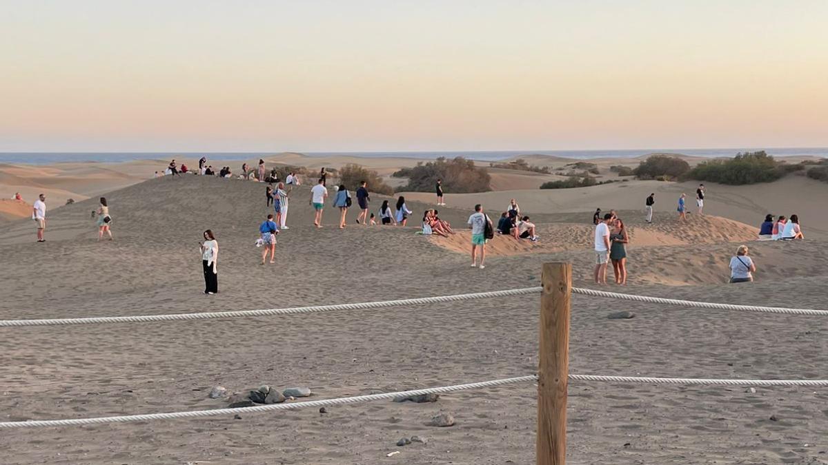 Invasión de visitantes en el Parque Natural Dunas de Maspalomas