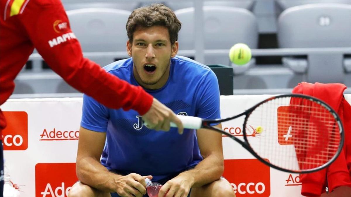 Pablo Carreño, durante un entrenamiento en Croacia