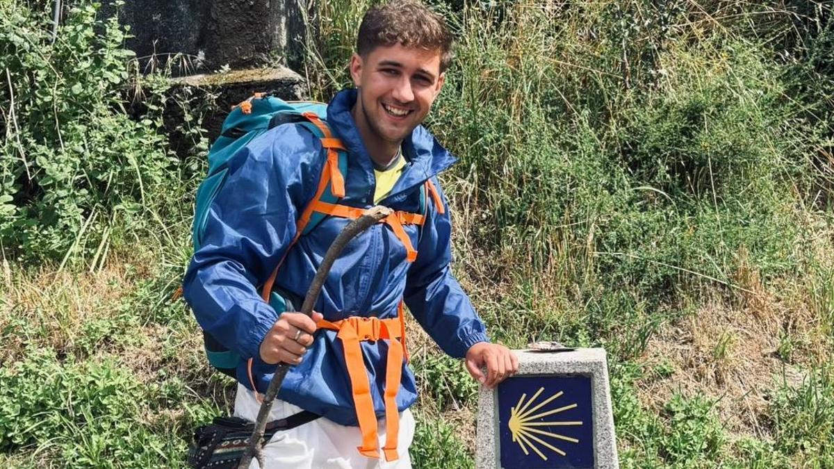 Carlos Fernández, este martes en un punto del Camino de Santiago.