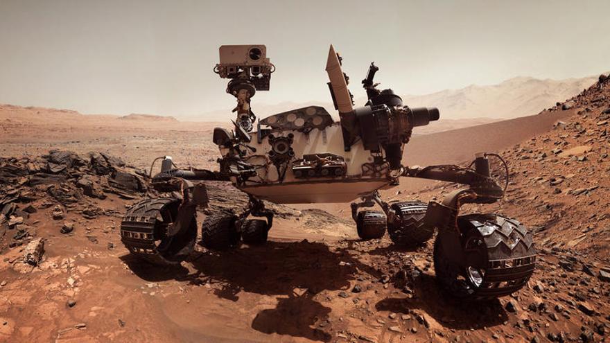 Un robot en la superficie de Marte.