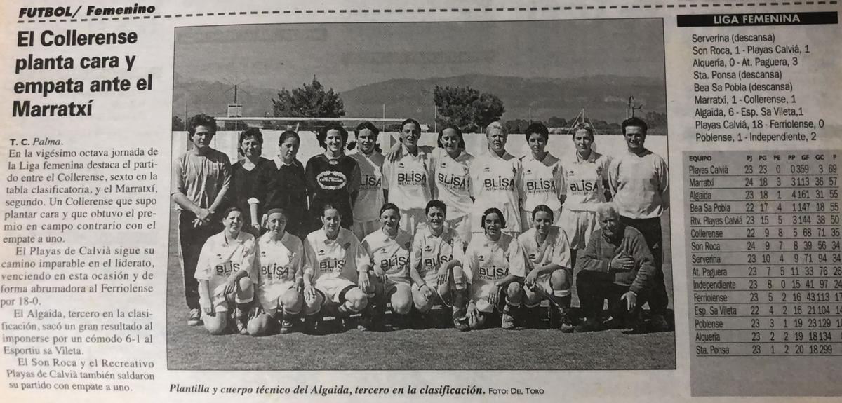 fútbol femenino. noticia aparecida en el suplemento ‘Deporte Balear’ de este diario, de los primeros años de la Liga Femenina