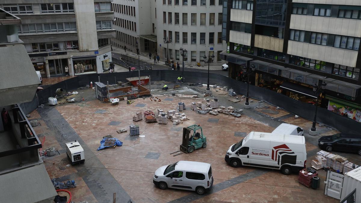 La nueva gran plaza de 2.000 metros cuadrados que está a punto de inaugurarse en el centro de Oviedo