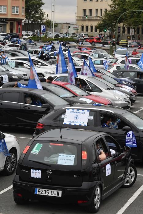 La caravana en defensa del Deportivo colapsó el tráfico en varios puntos de A Coruña.