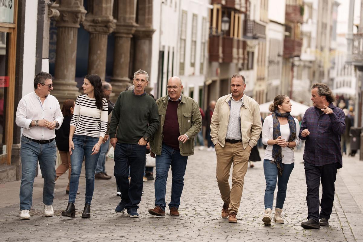Javier Gutiérrez Taño (en el centro), junto a parte de su equipo de Contigo La Palma.