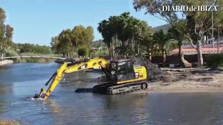 Limpieza de la desembocadura del río de Santa Eulária