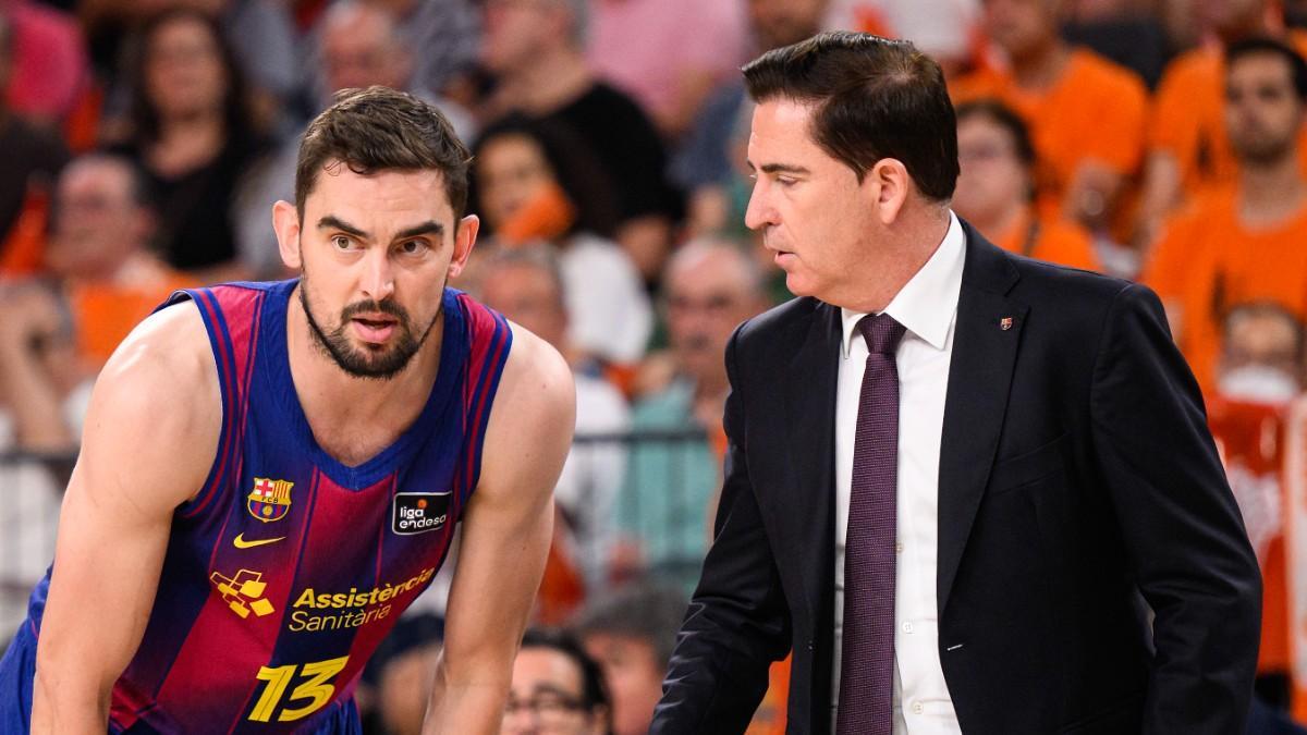 Xavi Pascual y Tomas Satoransky, durante la final de la Liga Endesa