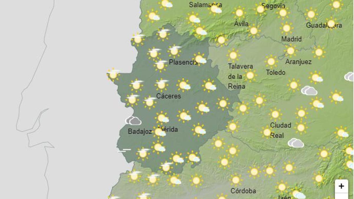 Mapa del tiempo para este lunes