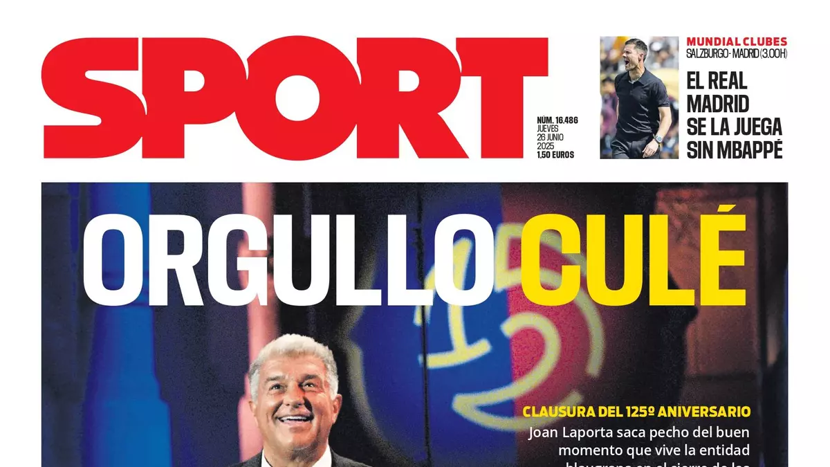 La portada de SPORT de hoy jueves, 26 de junio de 2025