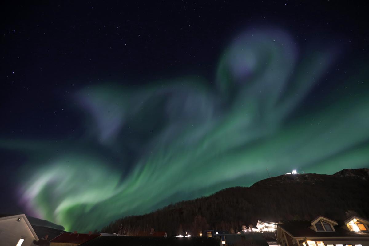 Espectacular aurora boreal en Tromso (Noruega)