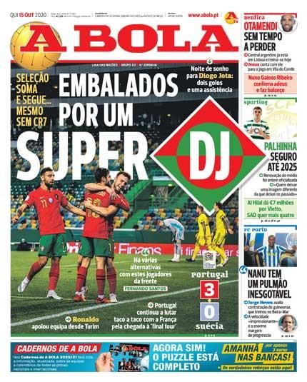 Portada A BOLA jueves 15 octubre 2020