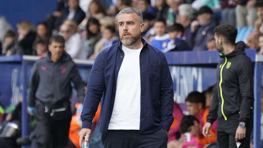 Javi Rey, en un encuentro con la Ponferradina