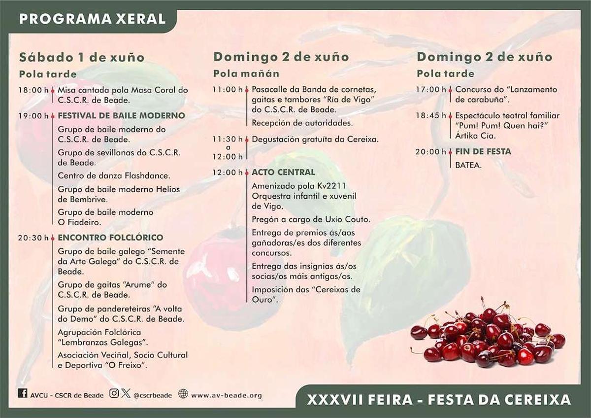 Programa de la Festa da Cereixa de Beade (Vigo).