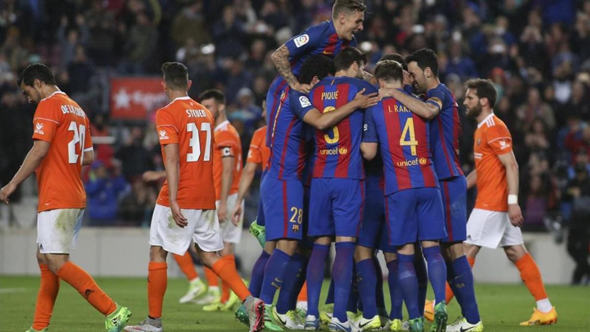 El Barcelona celebró hasta siete goles frente al 'farolillo rojo' Osasuna