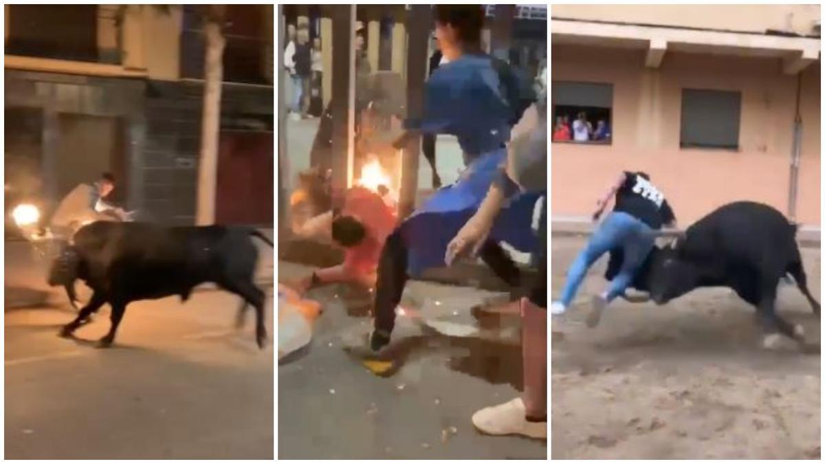 Vídeo: El 'Bou embolat' da el susto de la noche en las fiestas de Vila-real