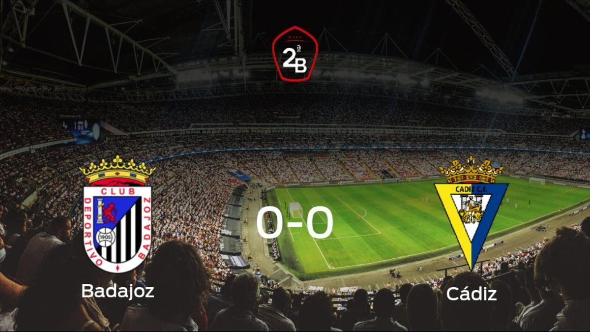 El Badajoz y el Cádiz B consiguen un punto después de empatar a cero