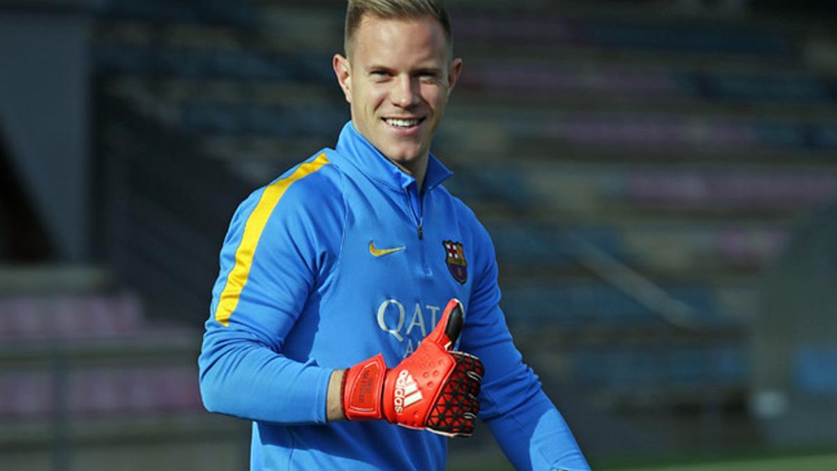 Ter Stegen, en una imagen del último entrenamiento del FC Barcelona