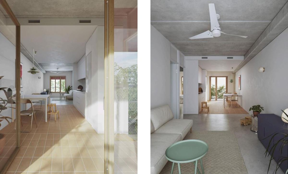 Recreació de l'interior de dos habitatges