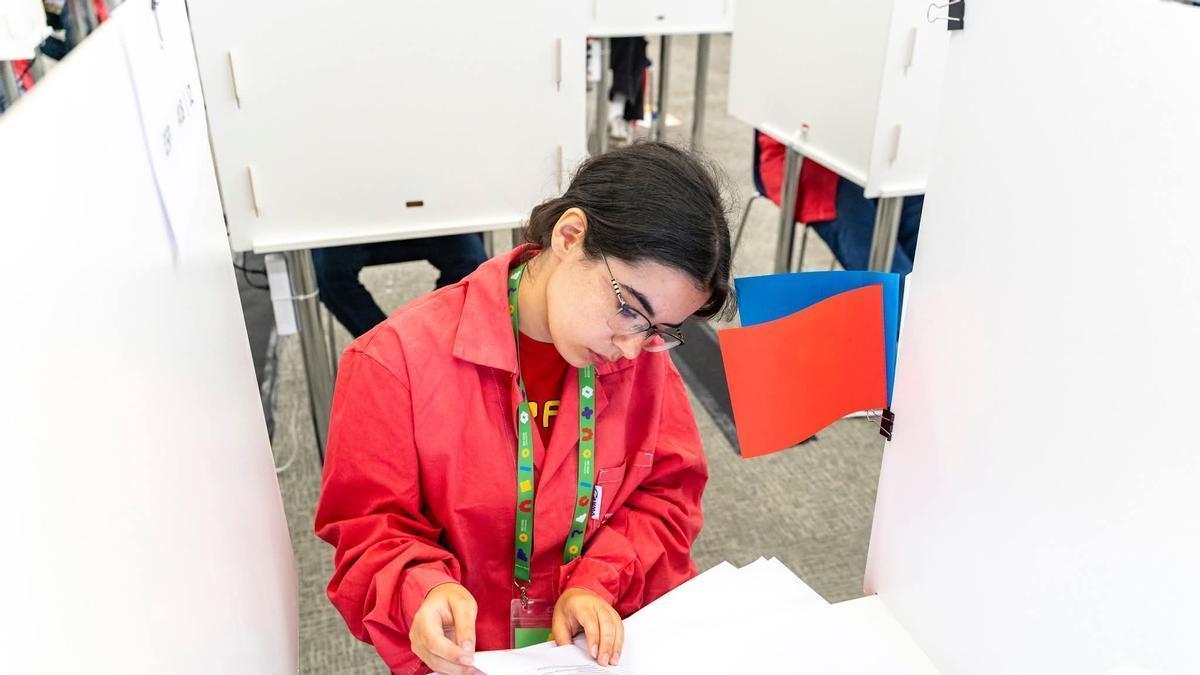 Amelia Alesón durante una de las pruebas realizadas en la Olimpiada