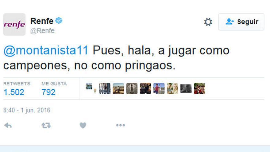 El tuit de Renfe que ha indignado a los hinchas del Real Zaragoza