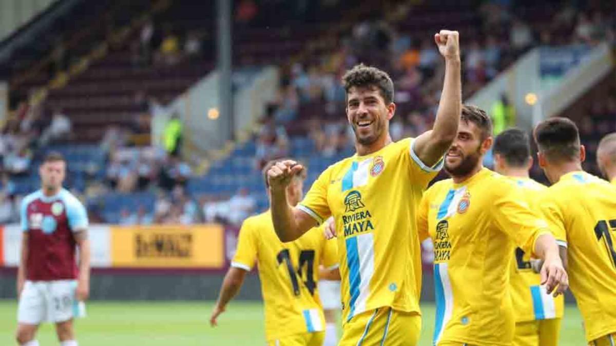 Didac Vilà celebra el primer gol del Espanyol