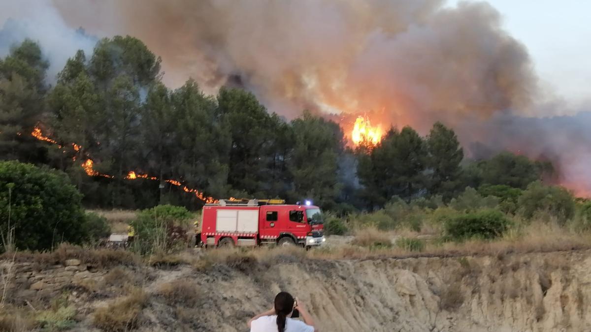 Incendi a la zona del turó de les antenes de Sant Vicenç