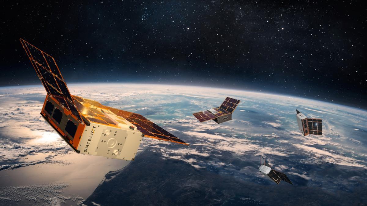Recreación de los satélites de Sateliot.