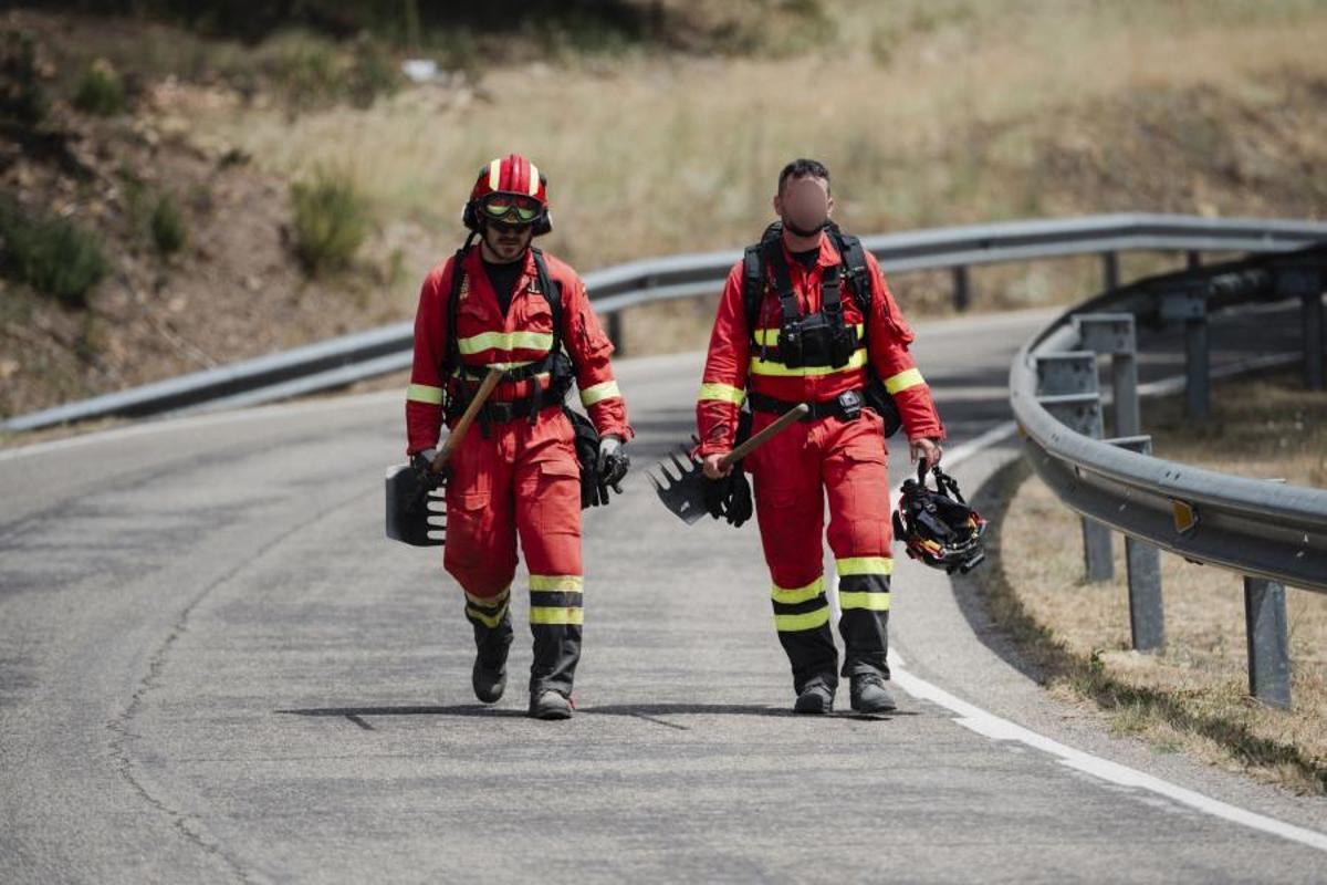 Einsatzkräfte der Militäreinheit UME beim Waldbrand in der Region Castilla-La-Mancha.