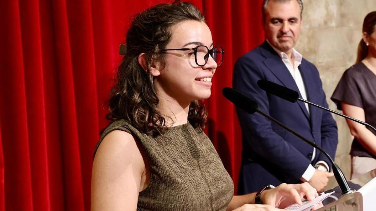 Teresa Comellas en un momento de su discurso en la capilla del Consolat de Mar.