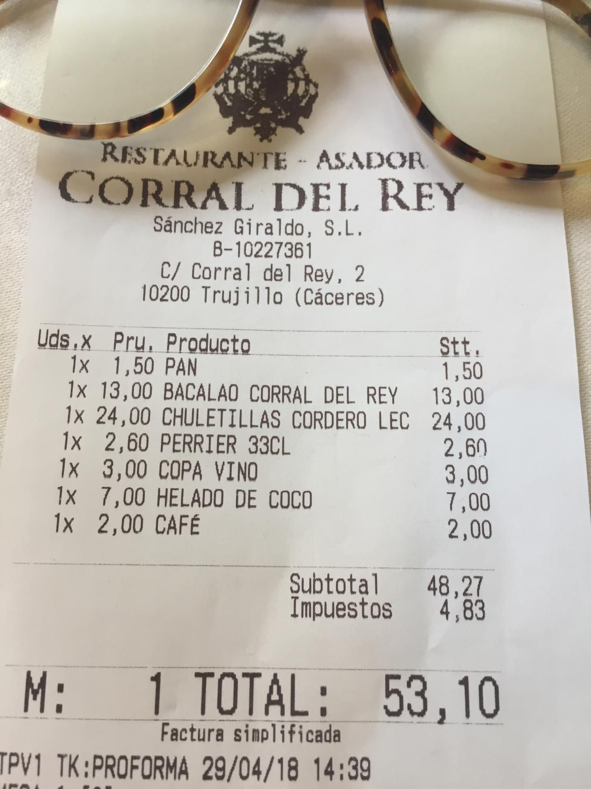 Restaurante Corral del Rey en Trujillo