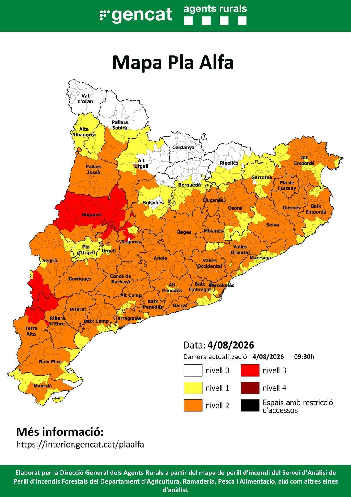 Mapa del Pla Alfa d'aquest dimarts