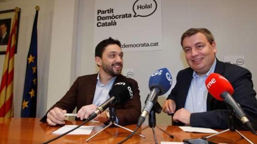 Sergi Miquel i Jordi Xuclà, en la roda de premsa d&#039;ahir.
