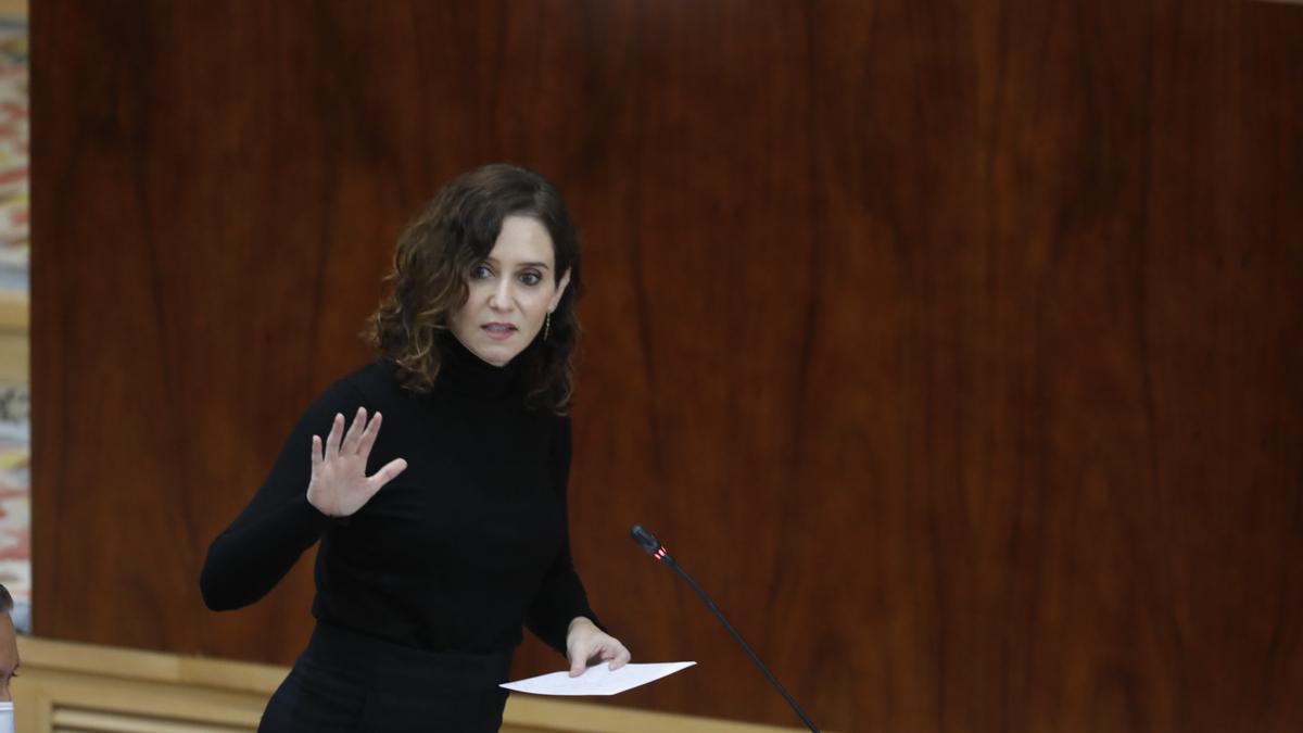 Isabel Díaz Ayuso en la Asamblea de Madrid.