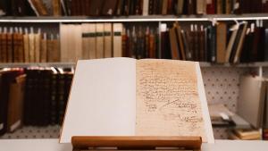 Aspecto del documento, expuesto en la sala de subastas Durán de Madrid