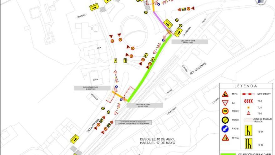 Cortan al tráfico un carril en cada sentido de la avenida de Villajoyosa hasta el viernes